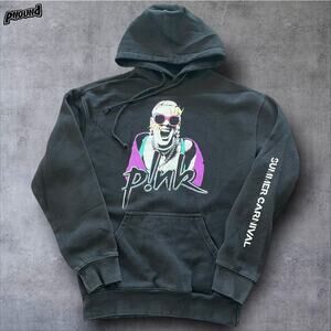 P!NK Hoodie Mens Large Black Summer Carnival Tour 2023 Graphic Pullover Concert